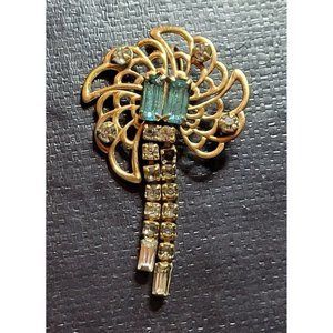 Vintage Phyllis 12K Gold Filled Necklace Pendant Brooch 1 stone miss ART NOVEAU